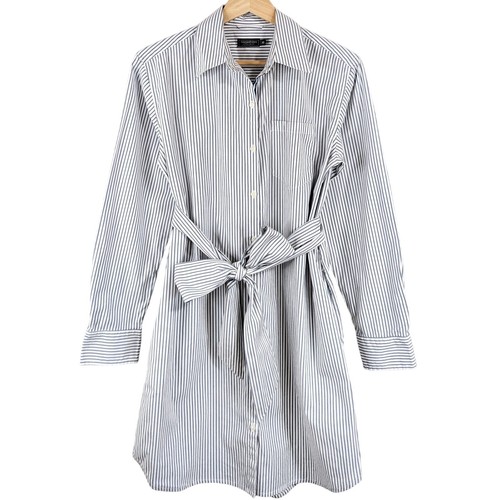 Vineyard Vines Blue Stripe Shirt Dress Long Sleeve Button Pocket Nautical Tie XS