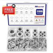 1100 Pcs Flat Washers Assortment Kit-304 Stainless Steel, 9 Metric Size M2 M12