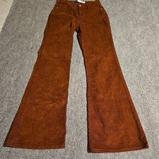 Old Navy Women Pants 2 Petite Brown Corduroy Flare Bottoms Higher High Rise