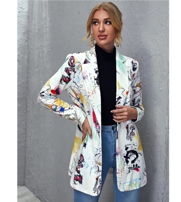 La'Ross Vintage Blazer Medium NEW skulls skeletons graphic geometric print...