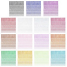 Self-Adhesive Rhinestone Sticker 3375 Pieces Crystal in 5 Size 15 Colors Bling C