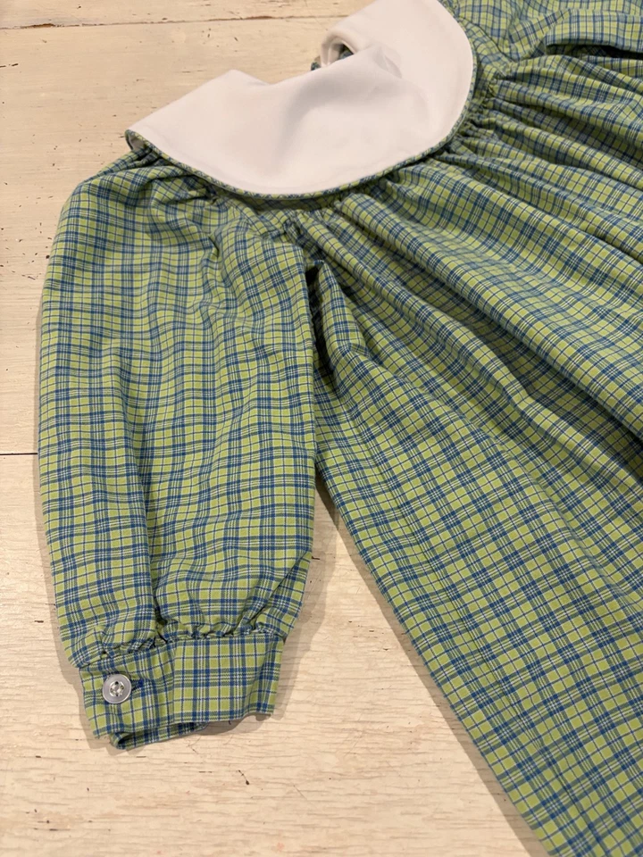 Vestido Fast Friends Niñas Talla 5 Cuadros Manga Larga Cuello Blanco Hecho en EE. UU. Foto 4 de 4