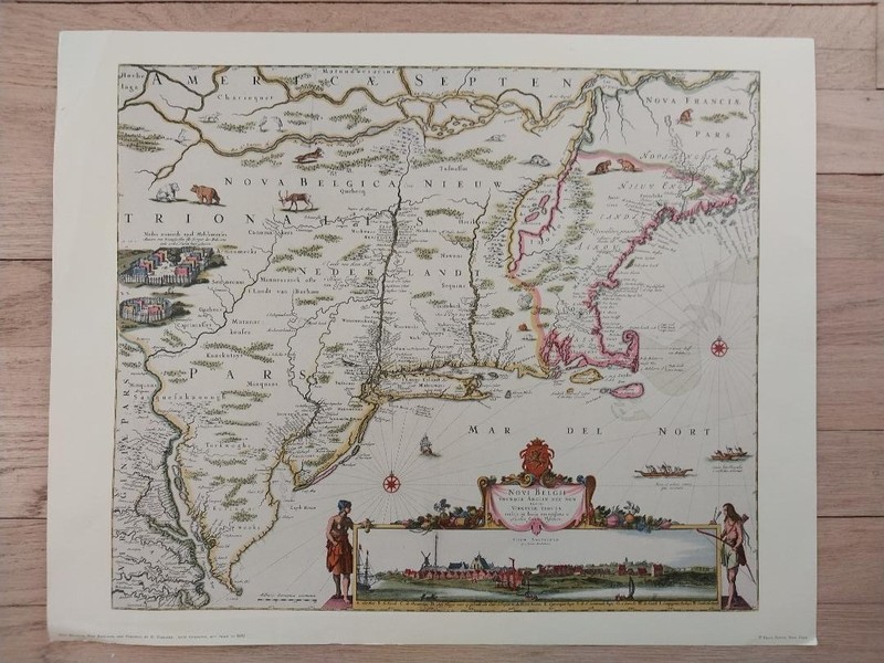 Historic map of New Belgium, New England, Dutch holdings 1682