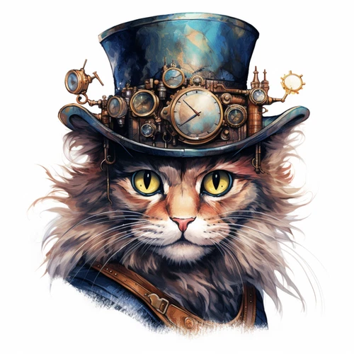 Steampunk Cat Steam Punk Animal Self Adhesive Vinyl Sticker