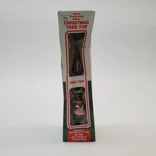 Vintage Commodore Hand Decorated Glass Christmas Tree Topper w/Orig Box Romania