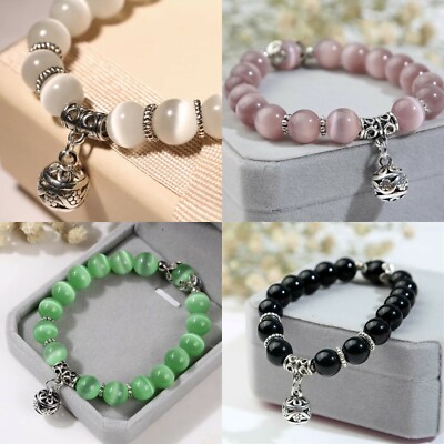 Handmade Natural Gemstone Balance Bracelet Crystal Round 8MM Beads Healing Reiki