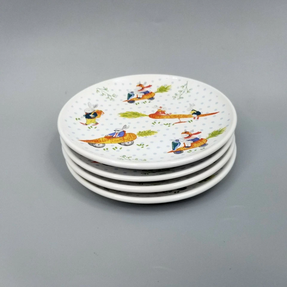 Artículos para el hogar de firma cuencos aperitivos platos de postre conejito conejo zanahoria lunares Foto 3 de 4