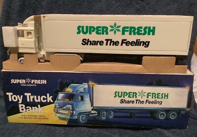 Super Fresh International Tractor Trailer Truck Toy Bank NIB Working Lights 14 