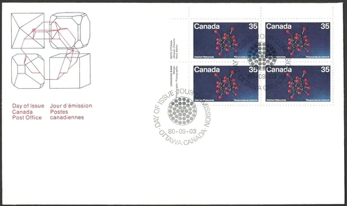 🍁Canada  #865 ULpb  "Uranium Molecular"  Brand New  1980 First Day Cover