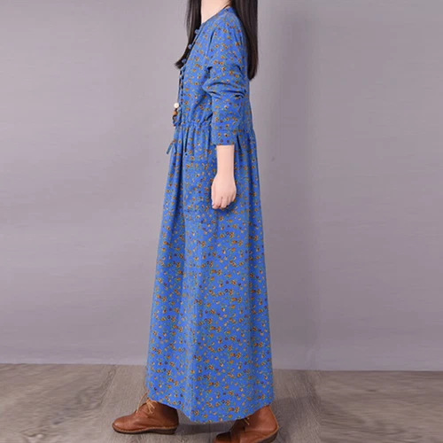 Ladies Long Dress Crew Neck Maxi Dresses Women Kaftan Holiday Sleeve Baggy Loose - Picture 14 of 47