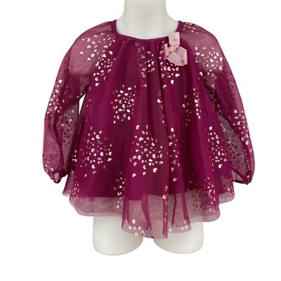 Nanette Kids Spring Dress Girls Size 3T Burgundy Copper Hearts Special Occasion
