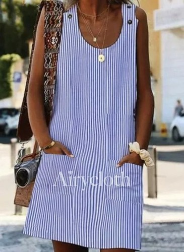 Airycloth Striped Tank Dress - Size XL 