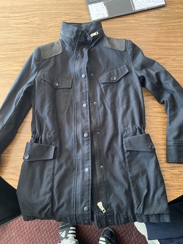 rag & bone UTILITY HOODED TRIM LEATHER JACKET color BLACK size S - Picture 15 of 16