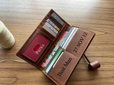 Personalized Long  Wallet for Men RFID Blocking Genuine Leather Bifold Slim Zip