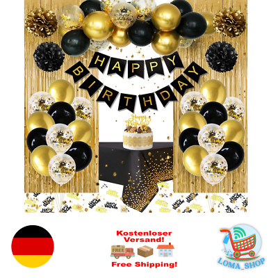 STRENGSTER MODUSSchwarz Gold Geburtstag Deko für Männer & Frauen - Happy Bir...