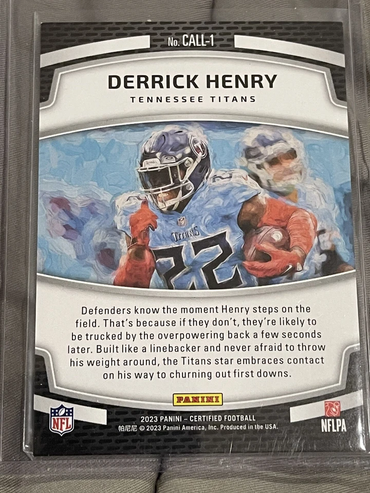 Derrick Henry 2023 Panini Certified Calling Cards Red /99 CALL-1 Titans Ravens - Image 2 of 2