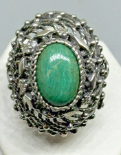 Vint Eilat Ring Israel Sterling Silver Adjustable Braid Flora Bead Dome Yemeni