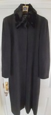 Ladies House Of Fraser Black Long Wool Coat Size 16 Bnwt