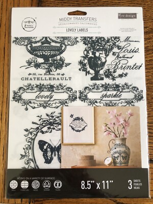 Prima Marketing Re-Design 8,5 x 11  Dekor Transfers 3 Stück - schöne Etiketten