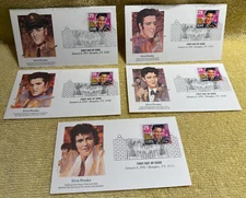 Vintage 1993 Lot of 5 ELVIS First Day Issue Envelopes & Stamps