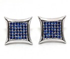 Solid Sterling Silver Earrings 1Ct Treated Blue Sapphire 925