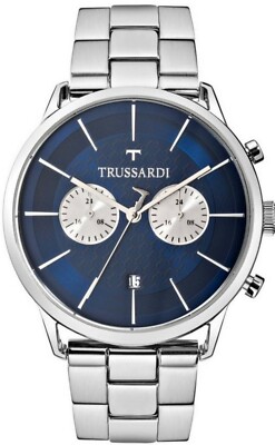 New TRUSSARDI T World Chronograph Men s Watch Steel Blue R2473616003