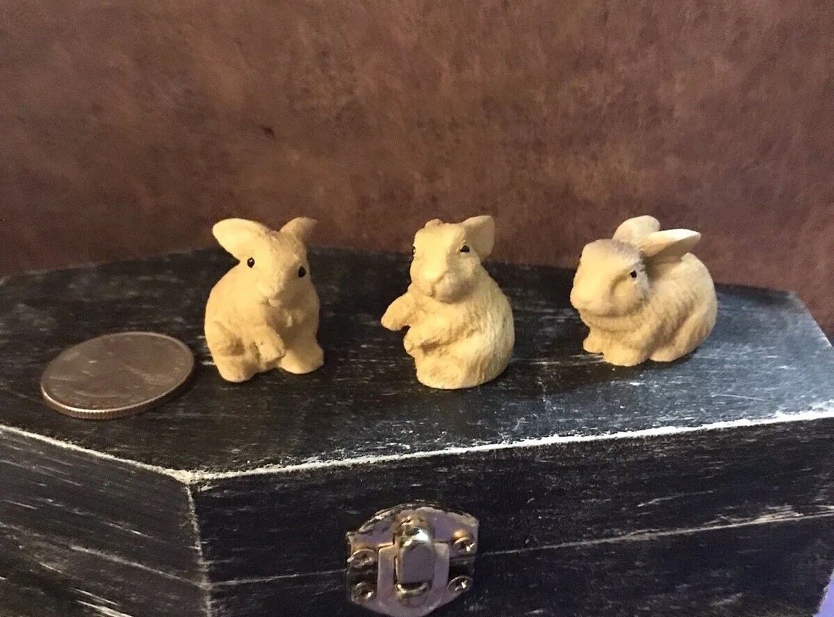 Small Rabbit Set Miniature Set Of 3 Rabbits Bunnies | eBay