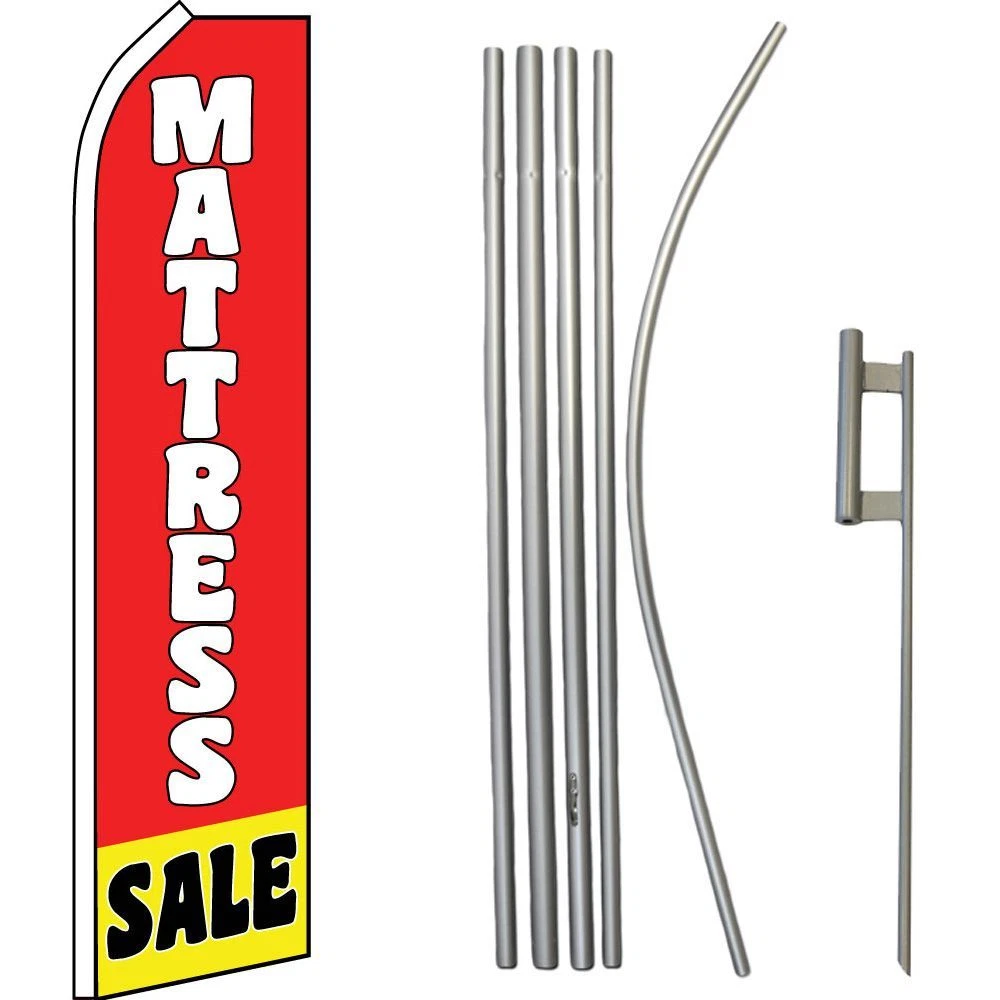 Mattress Sale Red / White Swooper Flag & 16ft Flagpole Kit/Ground Spike
Opens in a new window or tab