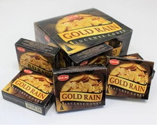 Gold Rain Incense Cones: Choose 30 60 100 or 120, HEM BRAND Free Shipping!
