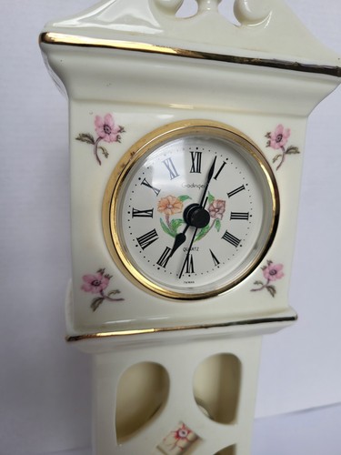 Reloj de colección Godinger hecho a mano estilo abuelo porcelana adorno floral dorado - Imagen 3 de 13