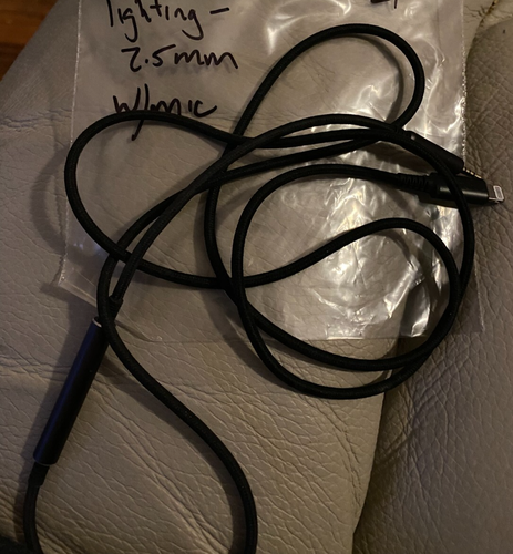 Headphone Cable With Mic iPhone Type Connector to 2.5mm Aux Cord 48" long #1