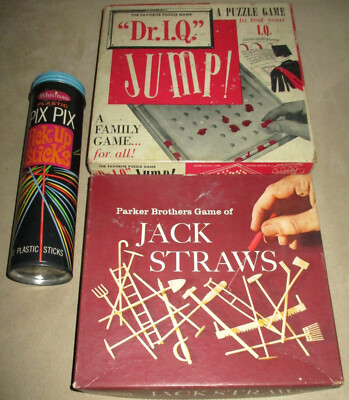 Vintage Game Lot, Jack Straws, Pick Up Sticks Pix Pix and Dr. I.Q Jump, Read Des