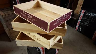 FLACHE FLACHE HALBGRÖSSE FRANZÖSISCHE HOLZ WEINKISTE BOX - KORB AUFBEWAHRUNG PFLANZGEFÄSS