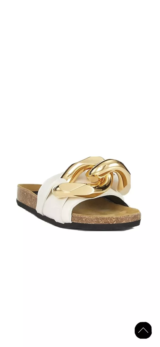 JW Anderson Brand New Black Leather Mules with Gold Chain Size 42 Women 12