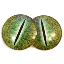 Pair Green Dinosaur Glass Eyes Jewelry Dolls Taxidermy Flatback Cabochons