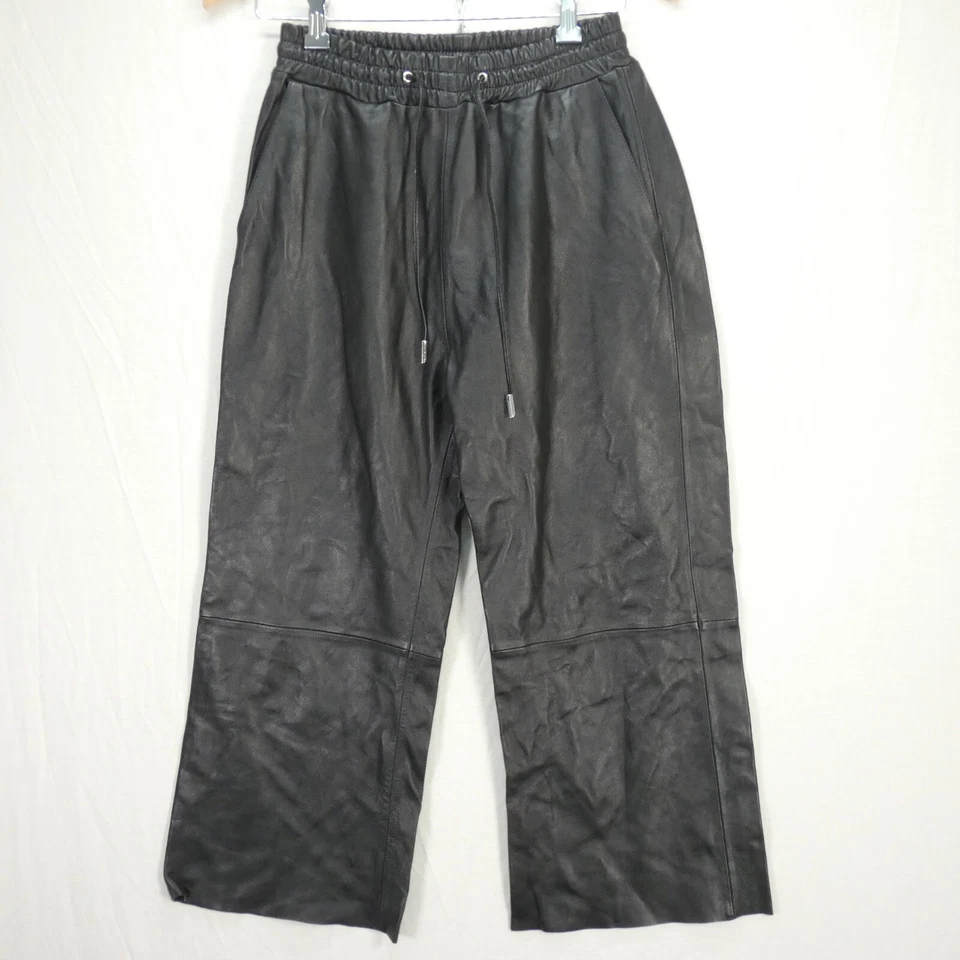 Oakwood Leather Trousers Culotte Black Wide Leg Jogger Waist Sheep Nappa Size S