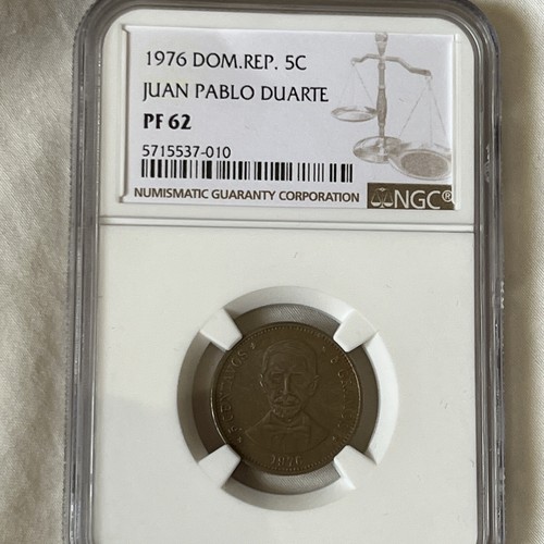 Dominican Republic 5 Cents Duarte 1976 Coin NGC PF62 - Picture 2 of 4