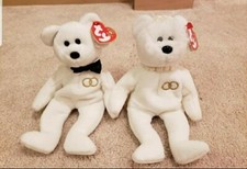 TY MR and MRS 2001 the BRIDE and GROOM BEAR BEANIE BABY SET