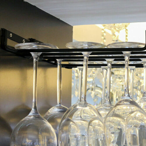 2× Cabinet and Bar Wine Glass Holder Hanging Rack Storage Rail Low Profile - Picture 7 of 9
