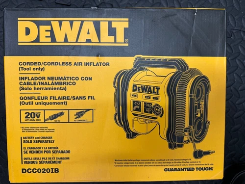 DeWALT DCC020IB 20V High-Pressure Corded/Cordless Air Inflator - Bare Tool