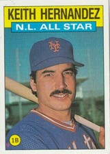 FREE SHIPPING-MINT-1986 Topps Keith Hernandez #701 ALL STAR-PLUS METS BONUS CRDS