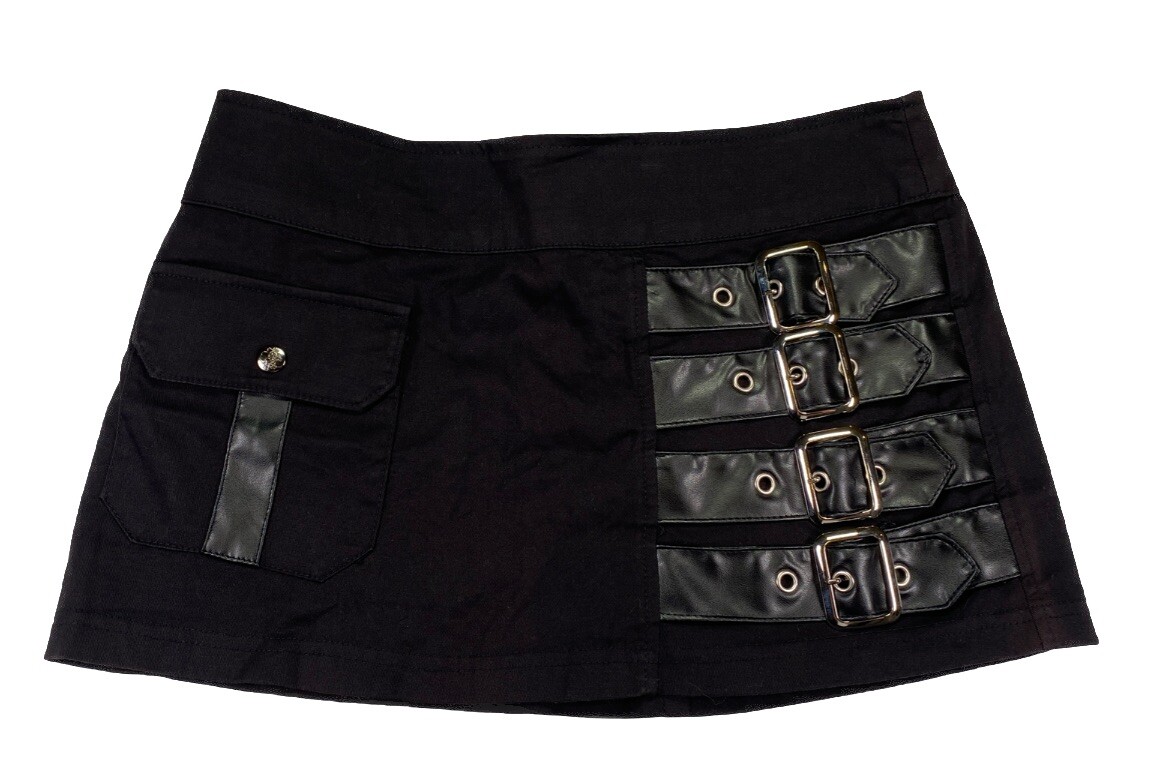 Vintage Lip Service Buckle Y2K Black Mjni Skirt Size Medium Mall Goth