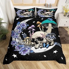 Star Moon Duvet Cover Twin Size Sugar Skull Bedding Set 2pcs for Girls Boys Y...