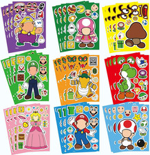36 Sheets Make a Face Stickers, DIY Party Supplies, Cartoon Crafts, Birthday Dec