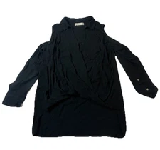 Abercrombie & Fitch Cold Shoulder Wrap Blouse Womens LG Black Long Sleeve Top