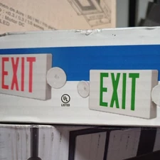 Sure Lites LPXC25 LED Polycarbonate Emergency Light + Red/Green Exit Sign Combo 