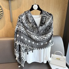 Women Aztec Inspired Geometric Tassel Scarf Shawl Wrap Cotton Viscose 180x90cm