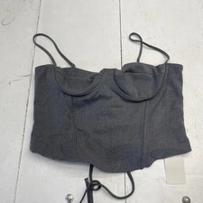 Musera Gray Adjustable Strap Lace Back Corset Tank Top Women's Size XL New