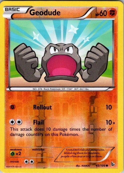 Geodude 45/106 Reverse Holo Pokemon XY Flashfire 2014 NM