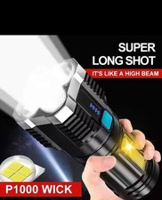 LED Flashlight, 4 Modes, USB Rechargeable, Portable Camping Light